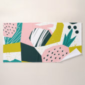 パイナップル抽象芸術カラフル：シームレスパッチワーク バスタオル (バスタオル)