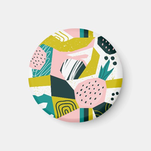 パイナップル抽象芸術カラフル：シームレスパッチワーク マグネット (正面)