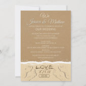 パイナップル新郎新婦キャラクターカーキスをするド 招待状 (裏面)