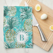 パイナップル時の熱帯水彩画のカスタム キッチンタオル (四つ折り)
