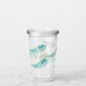 パイナップル植物の葉のパターン名モノグラム アクリルタンブラー (裏面)