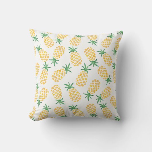 パイナップル水彩パターン（の模様が）ある枕 クッション (正面)
