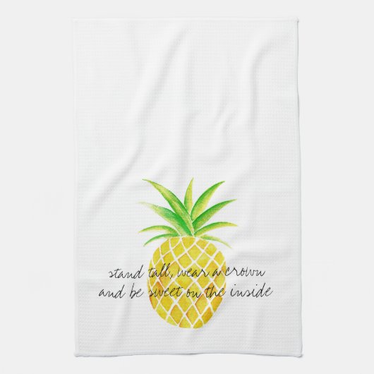 パイナップル水彩画の立場の高い衣服王冠 キッチンタオル (縦)