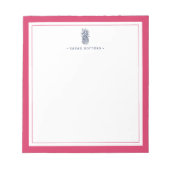 パイナップル準備 |ピンクとネイビーパーソナライズされた ノートパッド (正面)