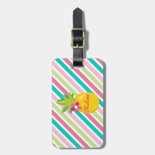 パイナップル熱パーソナライズされた帯 ラゲッジタグ (正面縦)