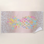 パイナップル熱帯グリッター《写真》ぼけ味 ビーチタオル (正面)