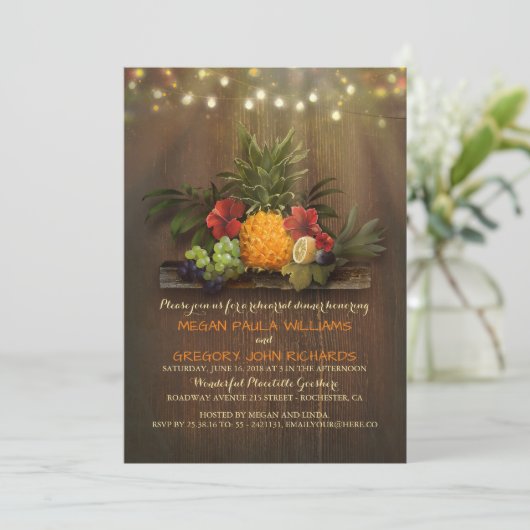 パイナップル熱帯ビーチはリハーサルの夕食をつけます 招待状 (スタンド正面)