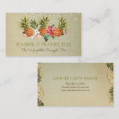 パイナップル熱帯ビーチ夏のパーティーヤシ 名刺 (正面/裏面)