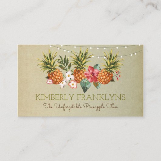 パイナップル熱帯ビーチ夏のパーティーヤシ 名刺 (正面)