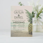 パイナップル熱帯ビーチ目的地ウェディングカード 招待状 (スタンド正面)