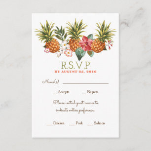 パイナップル熱帯ビーチ結婚式rsvp 出欠カード