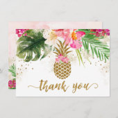 パイナップル熱帯フローラブライダルシャワーありがとう サンキューカード (正面/裏面)