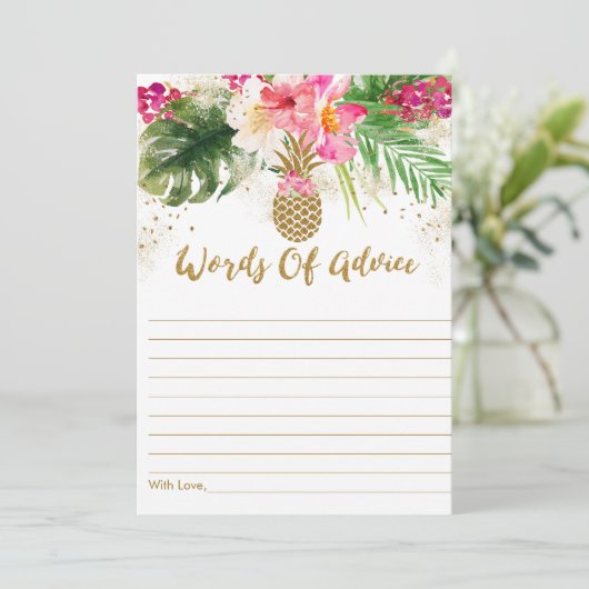 パイナップル熱帯フローラ赤ちゃんシャワーアドバイスカード 招待状 (スタンド正面)