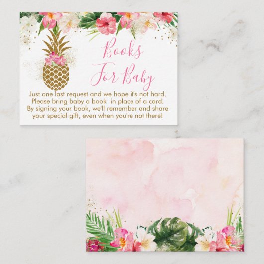 パイナップル熱帯フローラ赤ちゃんシャワーブックリクエスト エンクロージャーカード (正面/裏面)