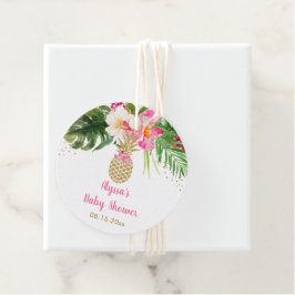 パイナップル熱帯フローラ赤ちゃんシャワー フェイバータグ