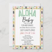 パイナップル熱帯ルアウ(ハワイ式宴会)ハワイアンアロハベビーシャワー 招待状 (正面)