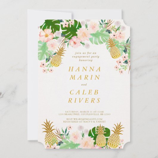 パイナップル熱帯婚約の招待状 招待状 (正面)