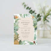 パイナップル熱帯植物の夏の誕生日パーティー インビテーションポストカード (スタンド正面)