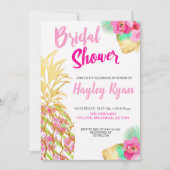 パイナップル熱帯植物性ブライダルルアウ(ハワイ式宴会) 招待状 (正面)