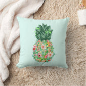 パイナップル熱帯水色の花 クッション (ブランケット)