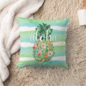 パイナップル熱帯花アロハ クッション (ブランケット)