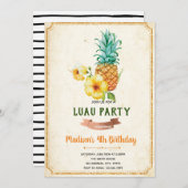 パイナップル熱帯誕生日の招待状 招待状 (正面/裏面)