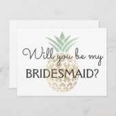 パイナップル熱帯金ゴールドが私の花嫁になる インビテーションポストカード (正面/裏面)