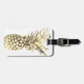 パイナップル熱帯金ゴールドオンホワイト ラゲッジタグ (正面横)