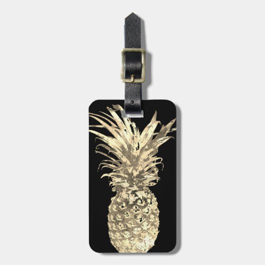 パイナップル熱帯金ゴールド ラゲッジタグ (正面縦)