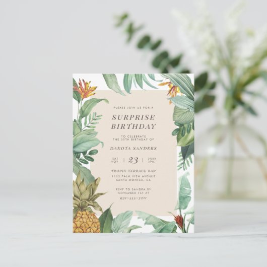 パイナップル熱帯|フローラサプライズ誕生パーティー インビテーションポストカード (スタンド正面)