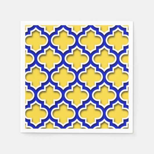 パイナップル王室のブルーウィットモロッコクローバー#5DS スタンダードカクテルナプキン (正面)