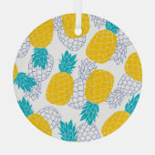 パイナップル白の背景、シームレスなパターン。 ガラスオーナメント (裏面)