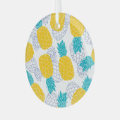 パイナップル白の背景、シームレスなパターン。 ガラスオーナメント (正面左)