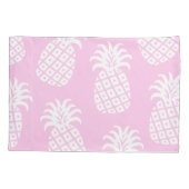 パイナップル竹ストライプのピンク&グリーンパターン 枕カバー (裏面-左)