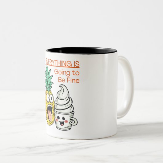 パイナップル素晴らしを泡立ておもしろいる ツートーンマグカップ (正面右)