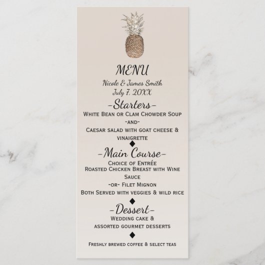 パイナップル素朴トロピカルハワイアンのメ結婚ニュー メニュー (正面)