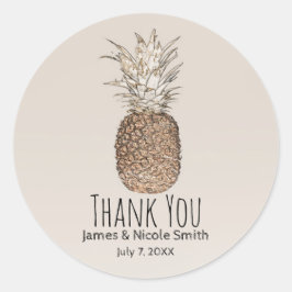 パイナップル素朴トロピカルハワイアン結婚ズ ラウンドシール