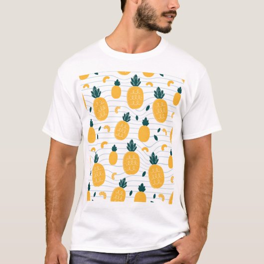パイナップル美しい:手描きパターン Tシャツ (正面)