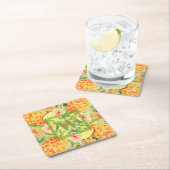 パイナップル花モノグラム スクエアペーパーコースター (インサイチュ)