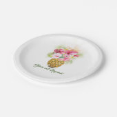 パイナップル花瓶熱帯フローラビーチ結婚式 ペーパープレート (アングル)