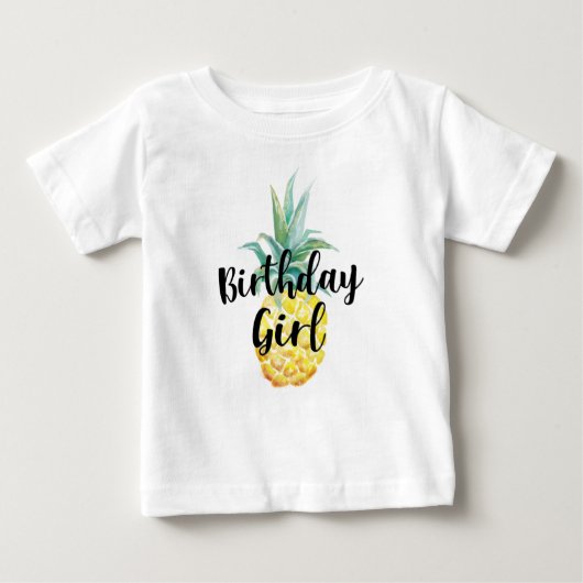パイナップル誕生日の女の子のワイシャツ ベビーTシャツ (正面)