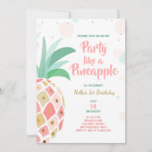パイナップル誕生日の招待の熱帯のようなパーティー 招待状 (正面)