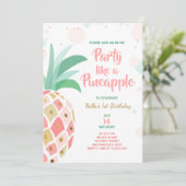 パイナップル誕生日の招待の熱帯のようなパーティー 招待状 (スタンド正面)