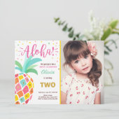 パイナップル誕生日の招待トロピカルルアウ（ハワイ式宴会）ハワイ 招待状 (スタンド正面)