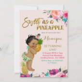 パイナップル誕生日の招待状アフリカ系アメリカ人 招待状 (正面)