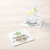 パイナップル誕生日コースターのようなパーティー スクエアペーパーコースター (インサイチュ)