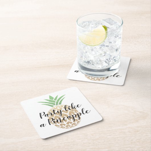 パイナップル誕生日コースターのようなパーティー スクエアペーパーコースター (インサイチュ)