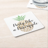 パイナップル誕生日コースターのようなパーティー スクエアペーパーコースター (アングル)