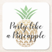 パイナップル誕生日コースターのようなパーティー スクエアペーパーコースター (正面)