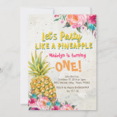 パイナップル誕生日パーティーへの招待 招待状 (正面)
